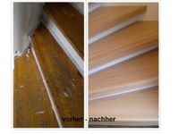 Treppenrenovierung - Setzstufe wei&szlig; gestrichen Trittstufe Buche